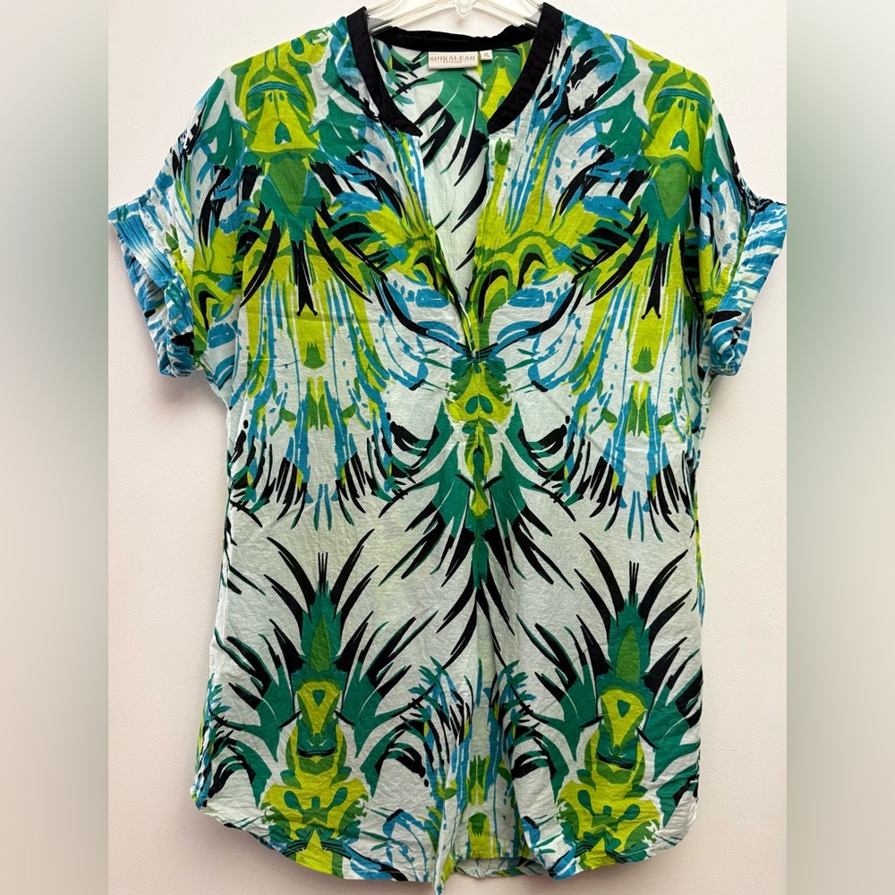 Shiraleah Chicago Tropical Green, Yellowgreen, Black & Blue Swimsuit Coverup XL